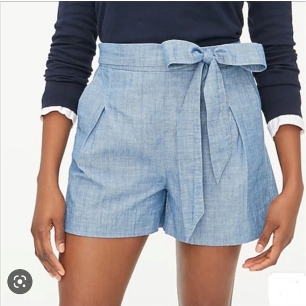 J Crew Chambray Tie Front Shorts Size 6